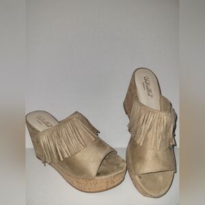 Ariat womens Unbridled Leigh Wedge Heels Slip-On Leathers Sz 9.5 Cowgirl Western